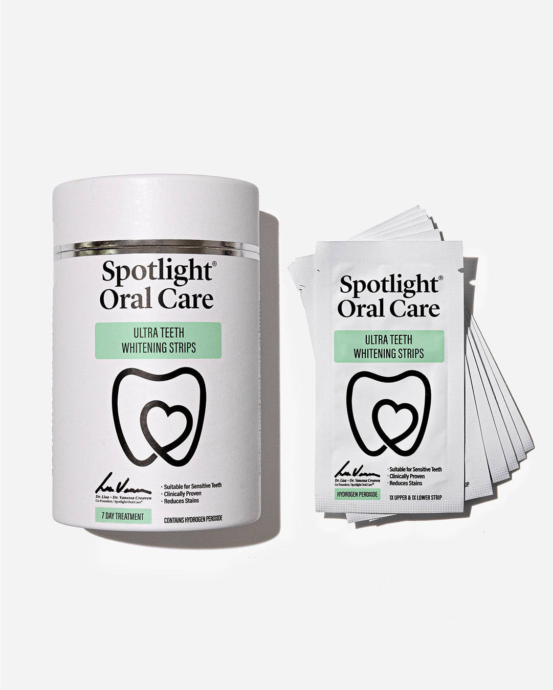 Spotlight Oral Care Ultra Teeth Whitening Strips – 7 Day Treatment featuring PAP, Hydrogen Peroxide, and Hydroxyapatite for effective stain removal and enamel protection