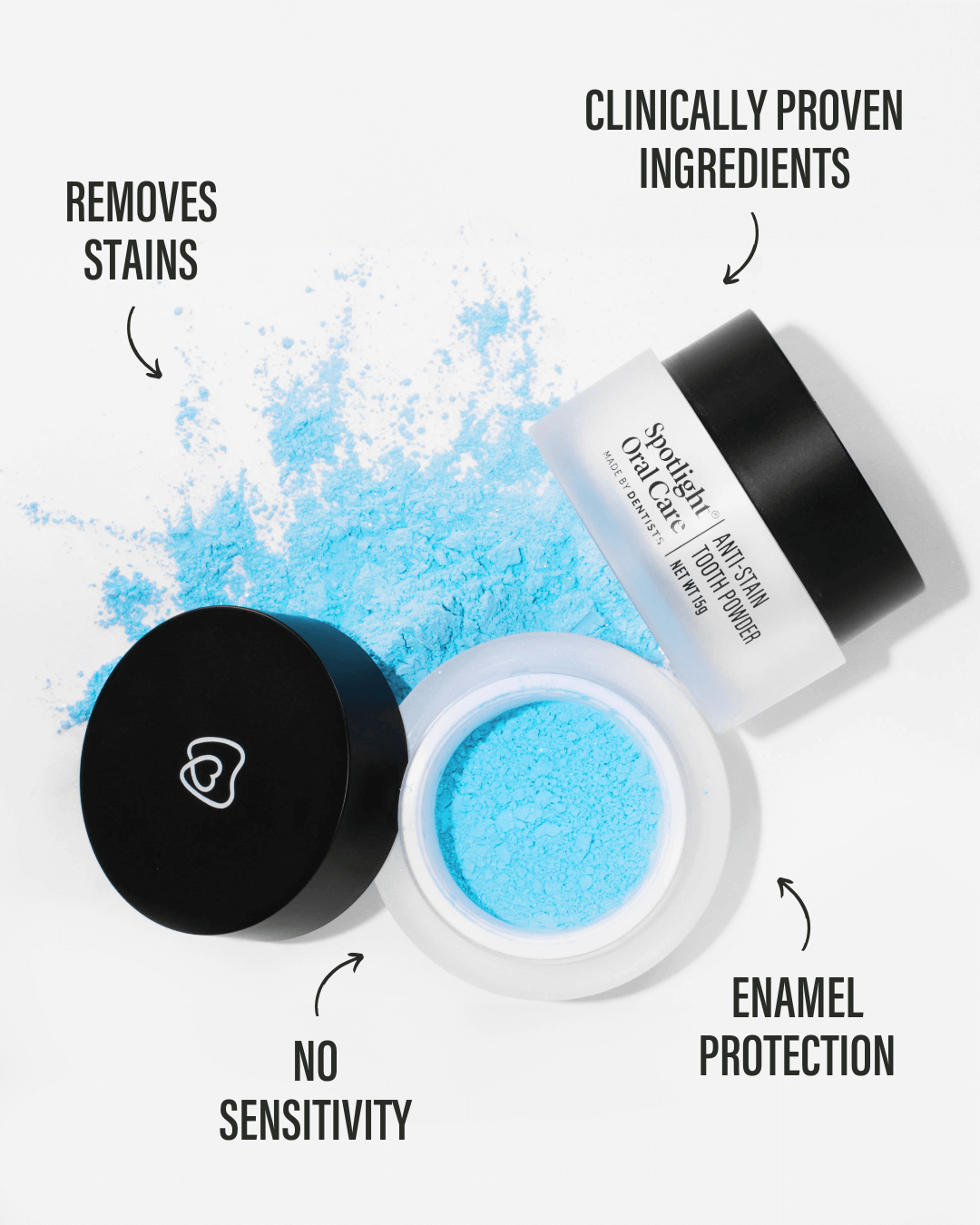 Vegan and cruelty-free tooth powder offering a low-abrasion solution for daily stain removal and oral health maintenance