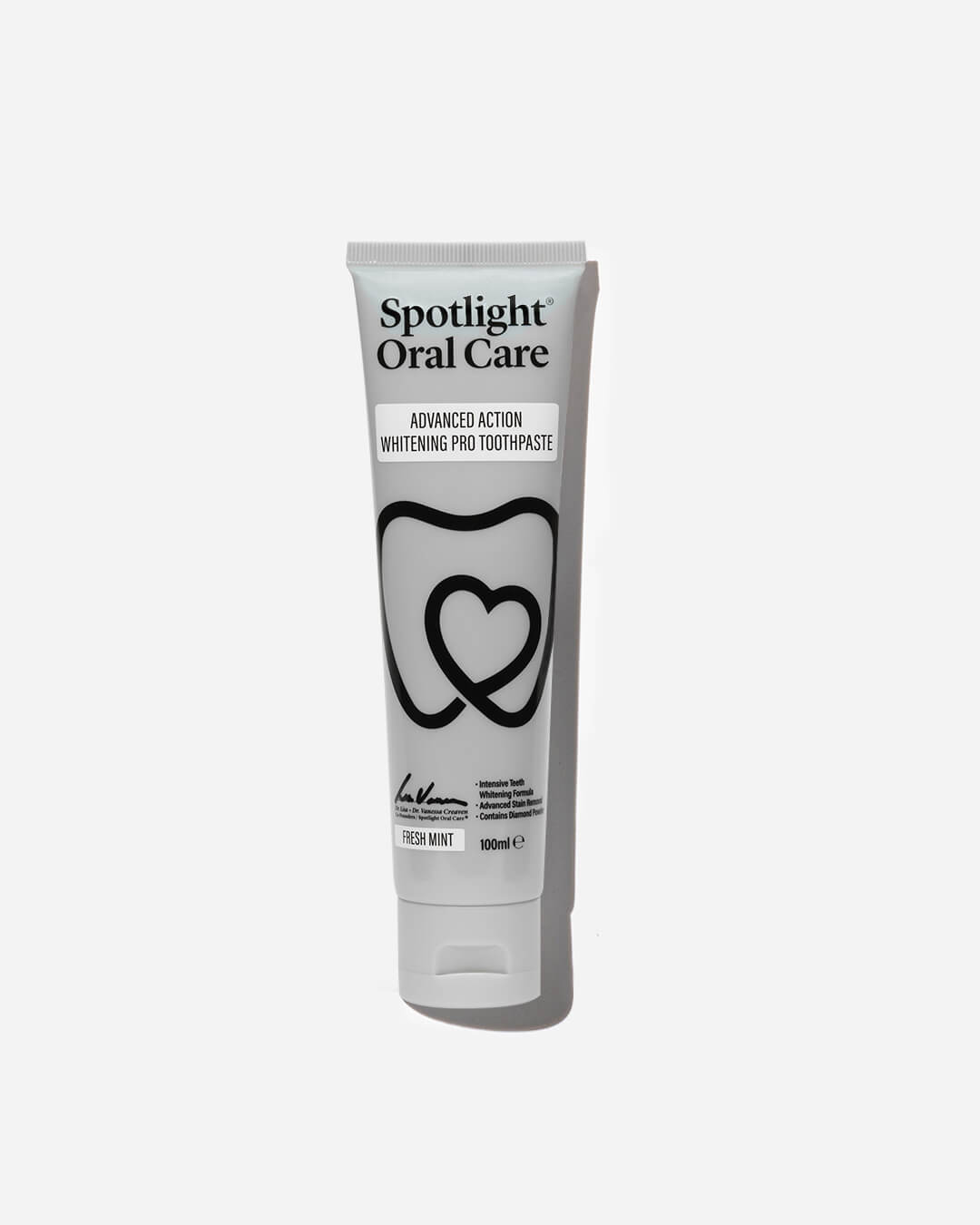 Spotlight Oral Care Advanced Action Whitening Pro Toothpaste with triple-action formula for stain removal and enamel protection
