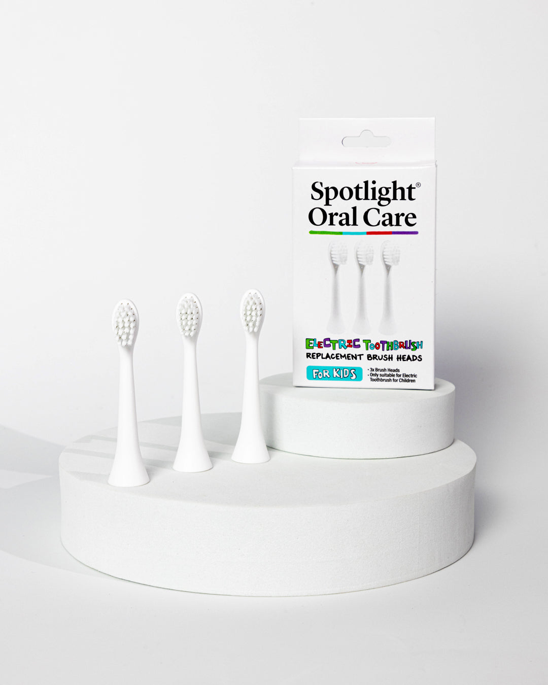Spotlight Oral Care's Kids Electric Toothbrush Replacement Heads offering a convenient solution for maintaining children's dental health