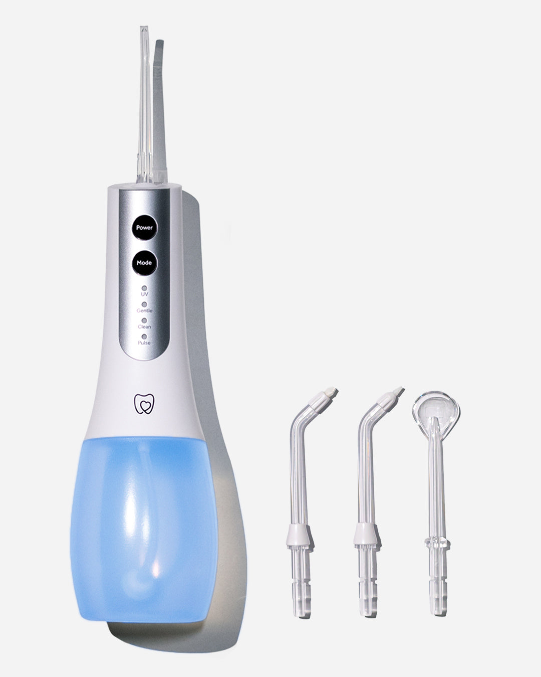 Spotlight Oral Care Water Flosser with UV Steriliser featuring three operating modes—Gentle, Clean, and Pulse—for customised interdental cleaning