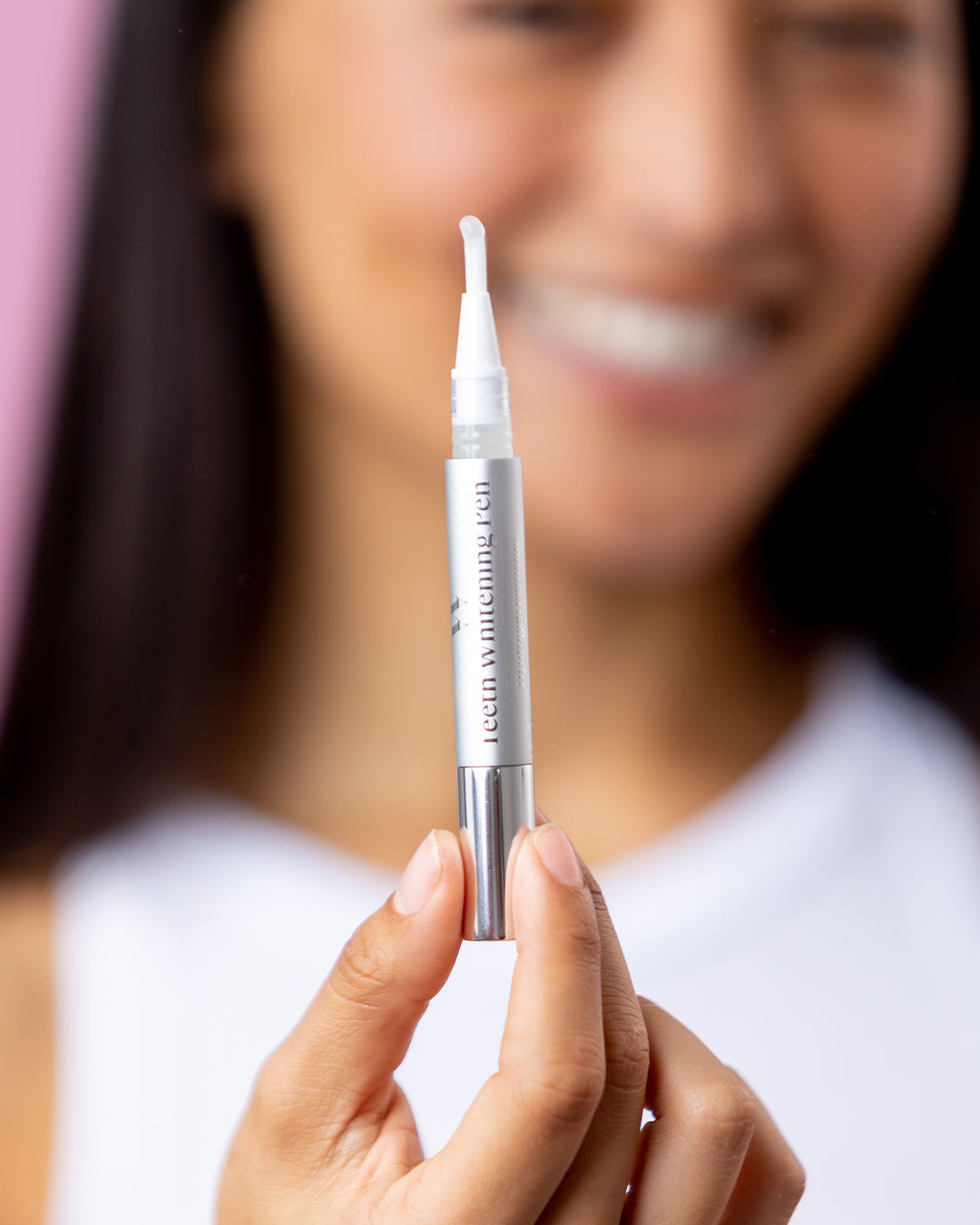 Vegan-friendly and cruelty-free teeth whitening pen formulated with clean, active ingredients for safe daily use