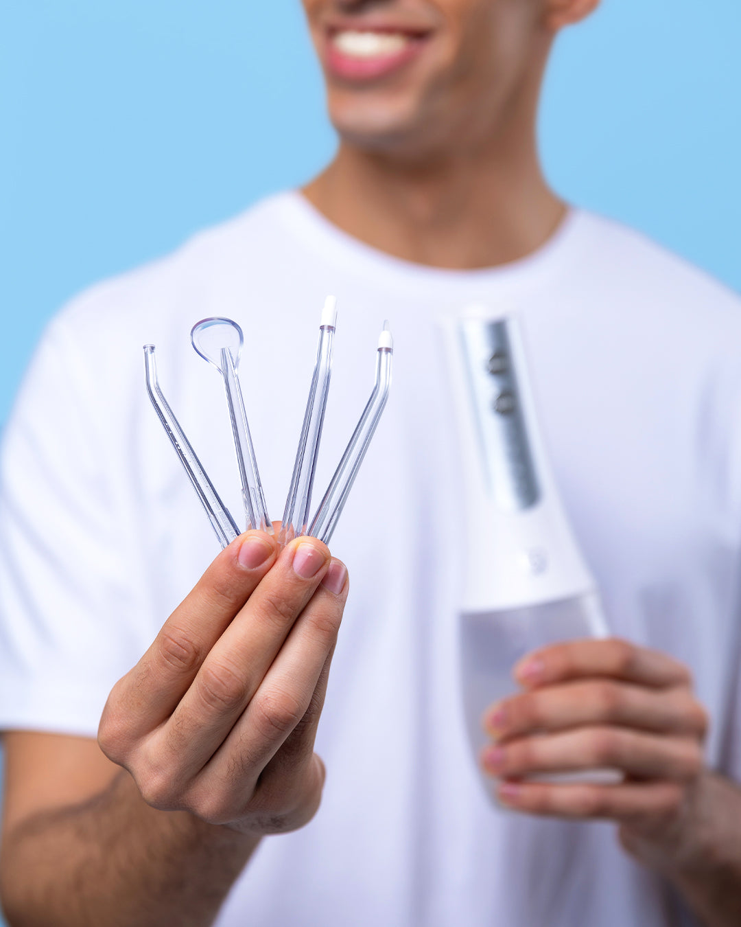 Set of four tips compatible with the Spotlight Water Flosser with UV Steriliser, offering tailored solutions for various dental needs