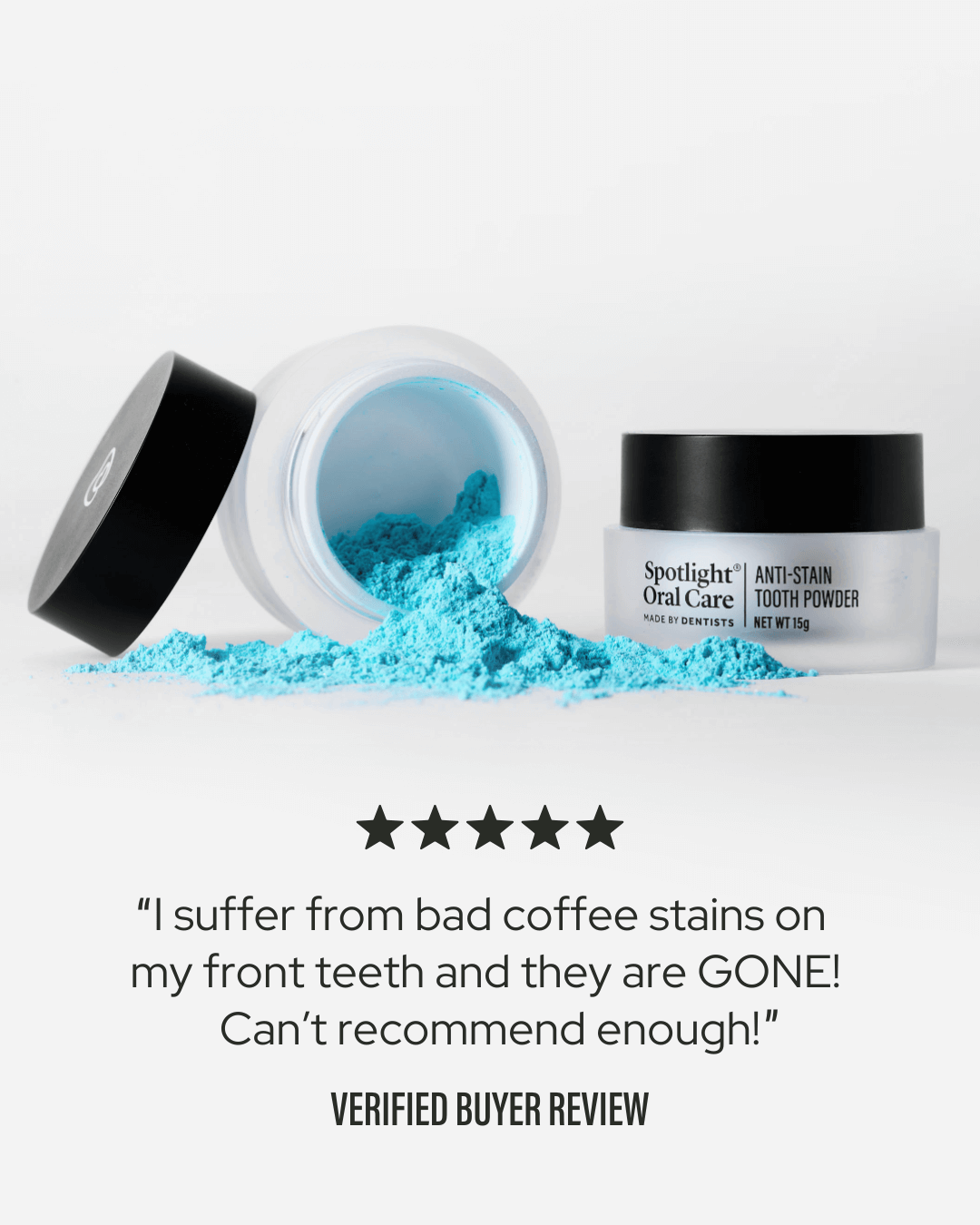 Mint-flavoured anti-stain powder designed to lift stains from coffee, tea, and wine while strengthening enamel​