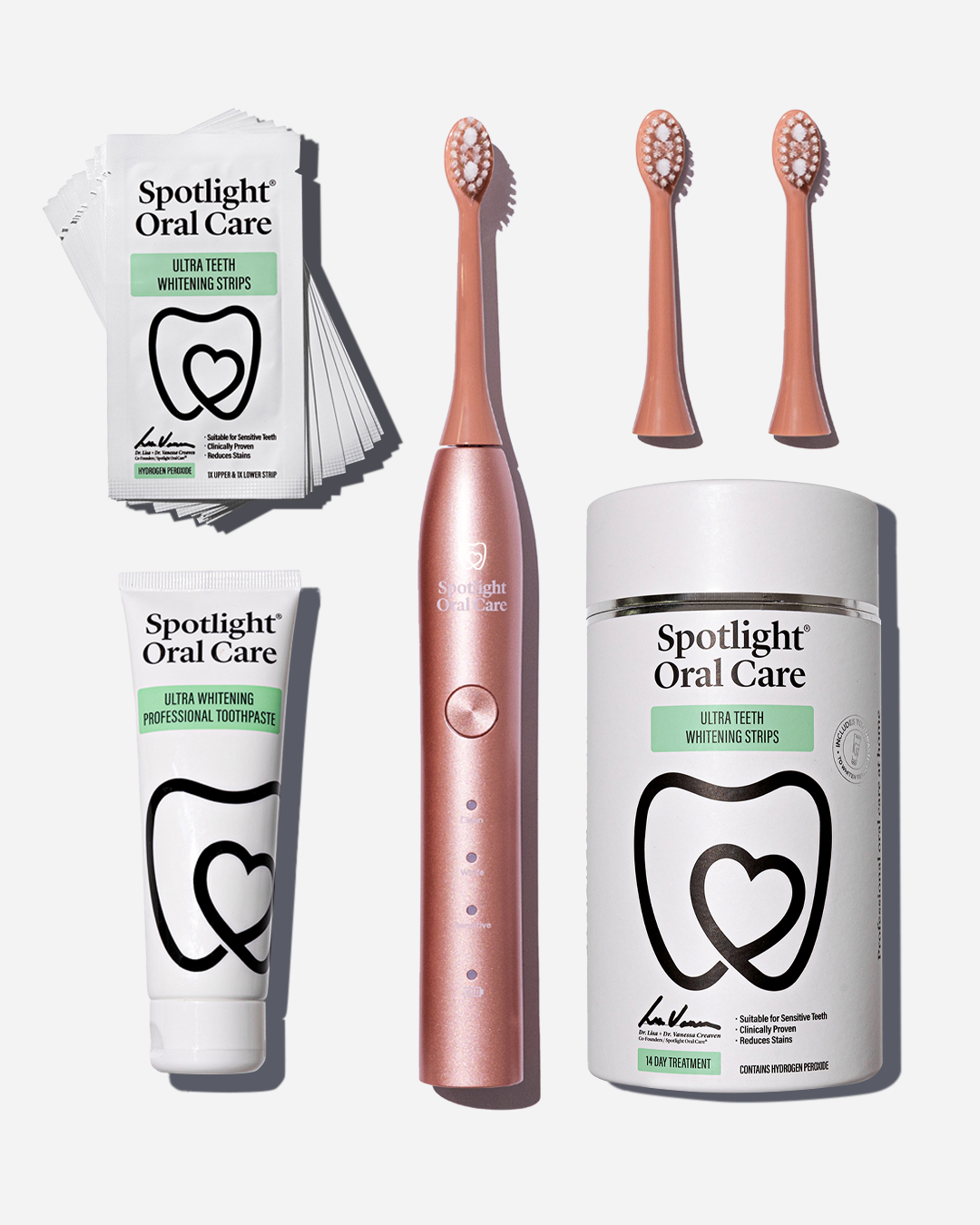 Classic Sonic Electric Toothbrush Bundle in White, Graphite Grey, or Rose Gold, providing a complete solution for daily oral care and whitening​