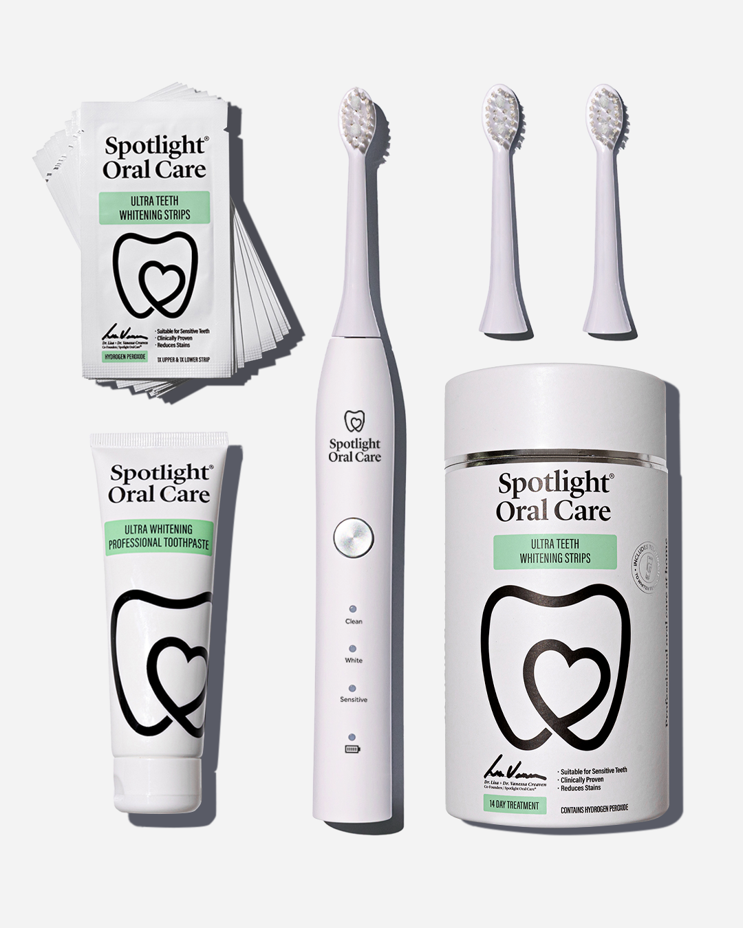 Spotlight Oral Care Classic Sonic Electric Toothbrush Bundle featuring Sonic Toothbrush, Ultra Teeth Whitening Strips, and Ultra Whitening Professional Toothpaste​