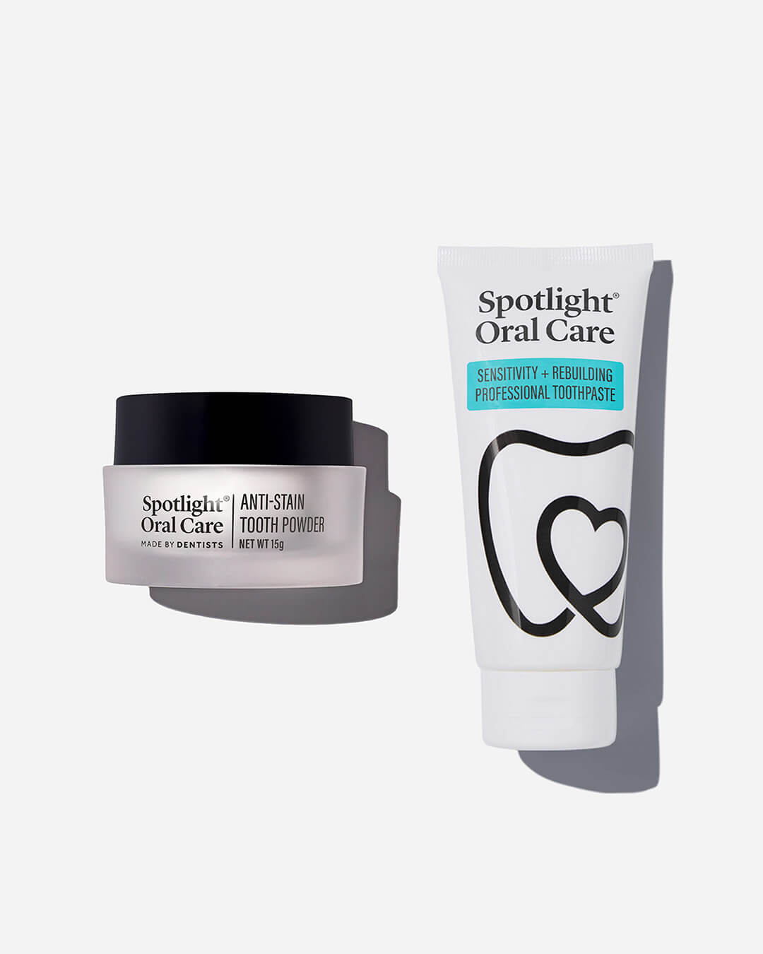 Spotlight Oral Care Gentle Cleaning Bundle featuring Anti-Stain Tooth Powder and Sensitivity + Rebuilding Professional Toothpaste​