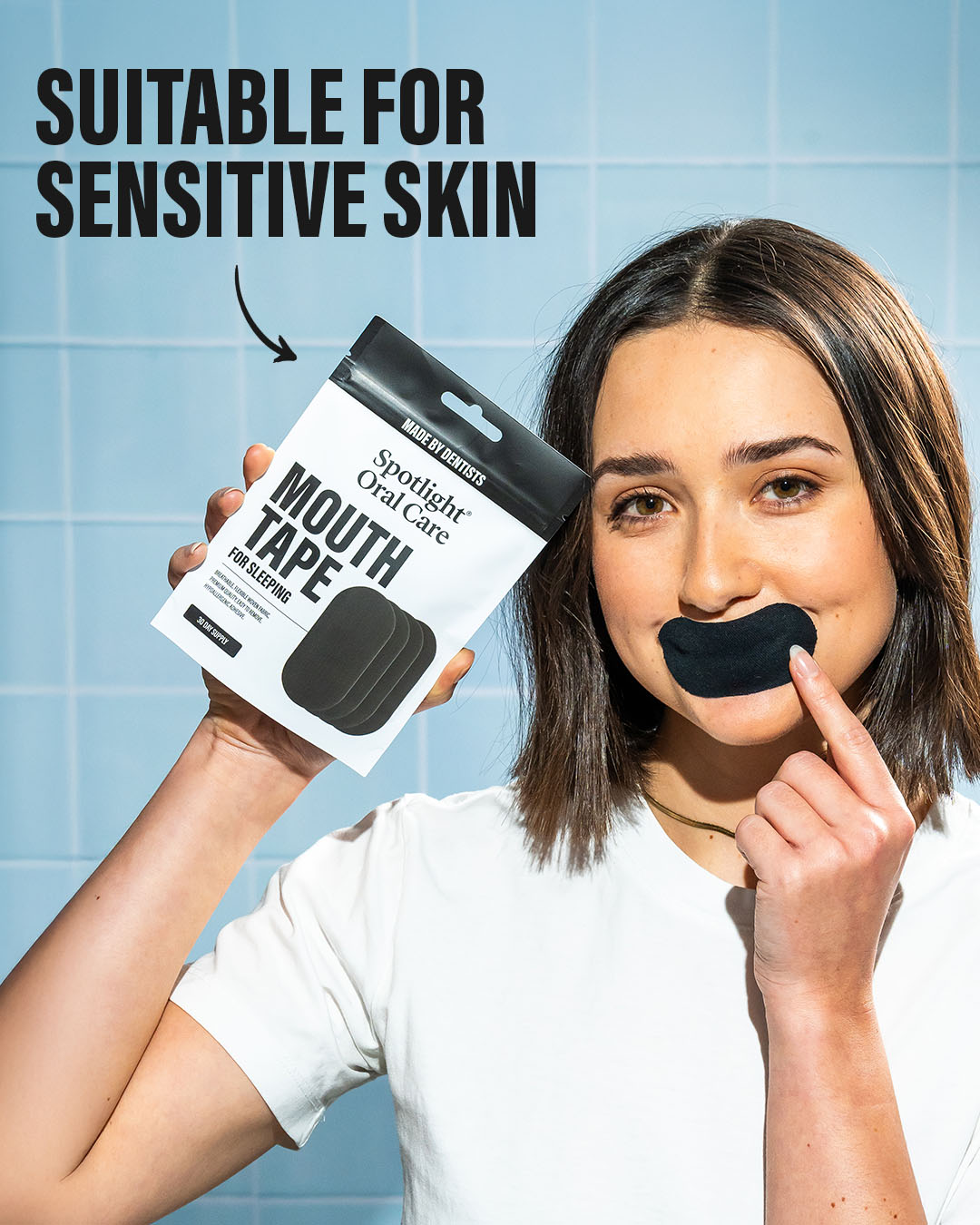 Mouth Tape by Spotlight Oral Care, made by dentists. Suitable for sensitive skin