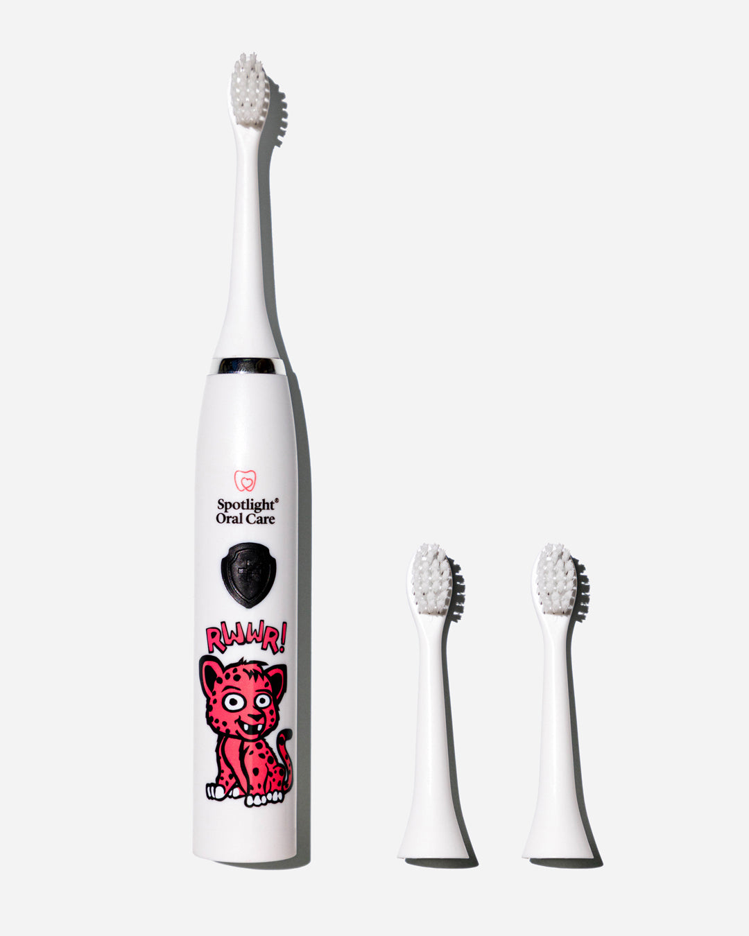 Spotlight Oral Care Kids Cheetah Electric Toothbrush featuring CiCi the Cheetah  with 3 Brush Heads, designed to make brushing fun for children aged 2 and up​