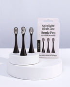Dentist-developed Jet Black replacement heads for the Sonic Pro Toothbrush, recommended for replacement every 3 months to maintain oral hygiene​