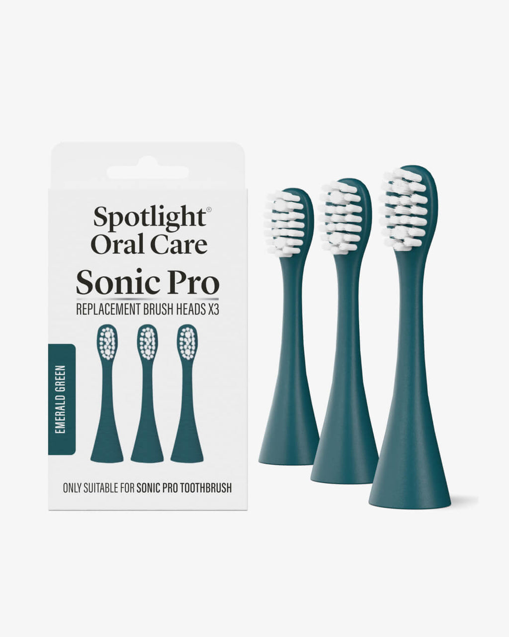 Sonic Pro Toothbrush Replacement Heads - Emerald Green