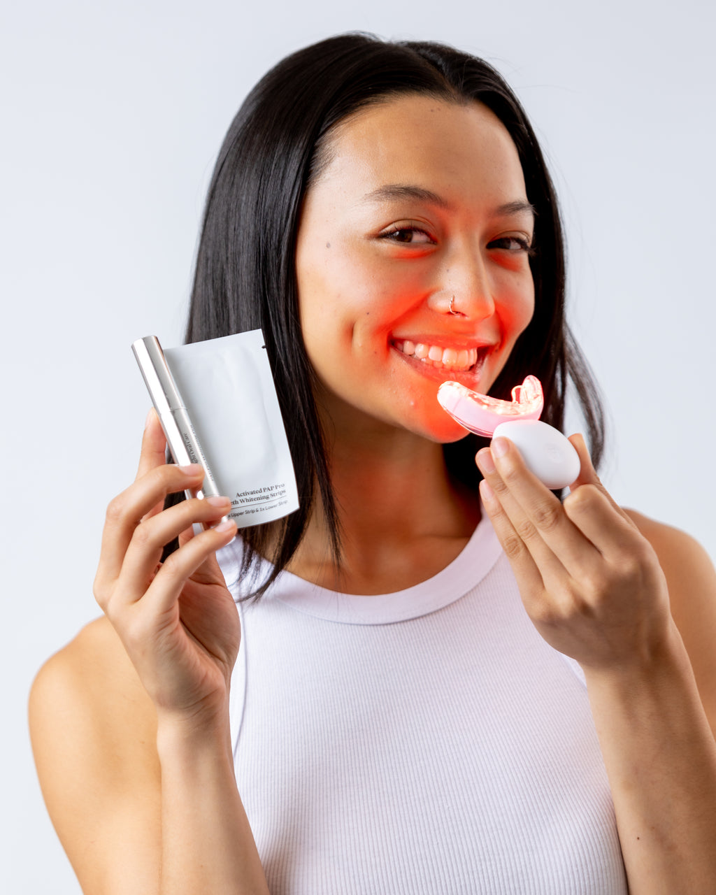 At-home teeth whitening kit including PAP Pro Whitening Strips and Pen, designed to deliver professional-level results in just 30 minutes​
