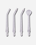 Spotlight Oral Care Water Flosser Replacement Tips set including Classic Jet Tip, Orthodontic Spray Tip, Periodontal Pocket Sprinkler, and Tongue Scraper for comprehensive oral hygiene​